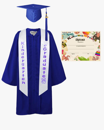 Matte Kindergarten Graduation Cap, Gown, Stole & Diploma Package - Graduation Gown 
