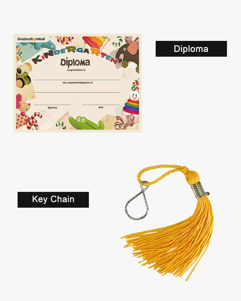 Shiny Kindergarten Graduation Cap, Gown, Stole, Diploma & Key Chain Package - Graduation Gown 