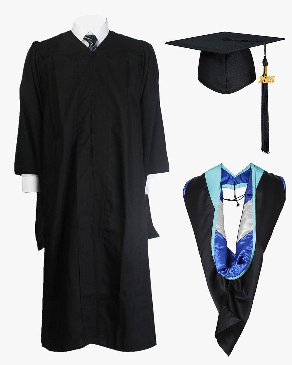 Economy Master Cap Gown & Hood Package - Graduation Gown 