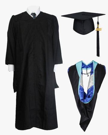Economy Master Cap Gown & Hood Package - Graduation Gown 