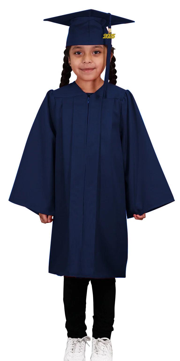 Matte Navy Blue Kindergarten/Preschool Graduation Cap & Gown - Graduation Gown 