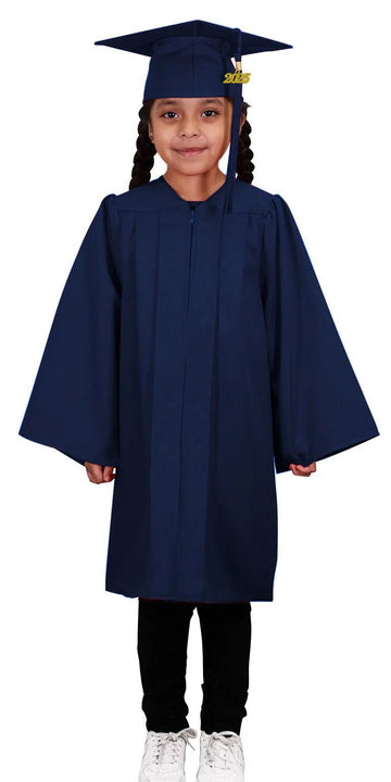 Matte Navy Blue Kindergarten/Preschool Graduation Cap & Gown - Graduation Gown 