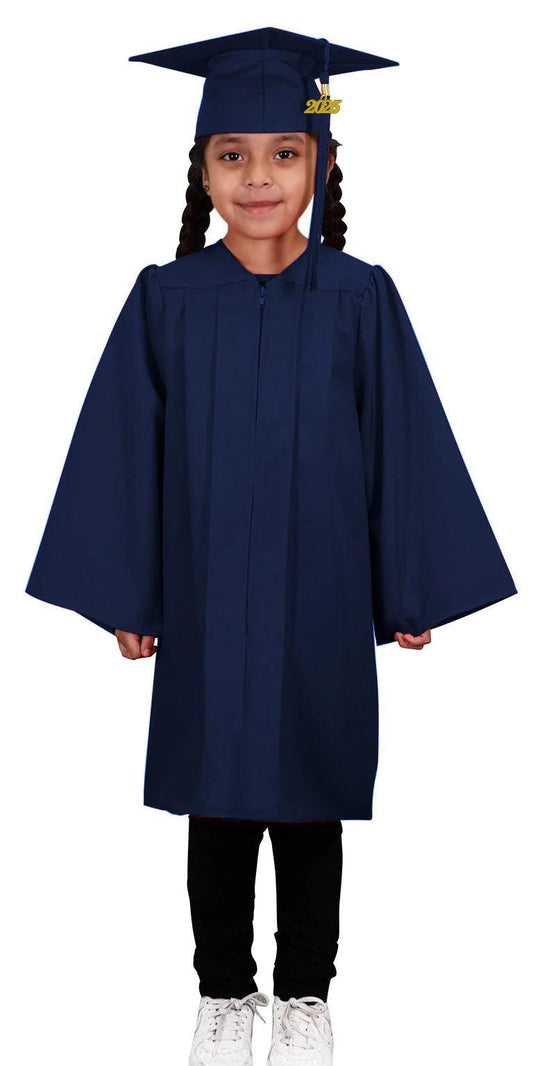 Matte Navy Blue Kindergarten/Preschool Graduation Cap & Gown - Graduation Gown 