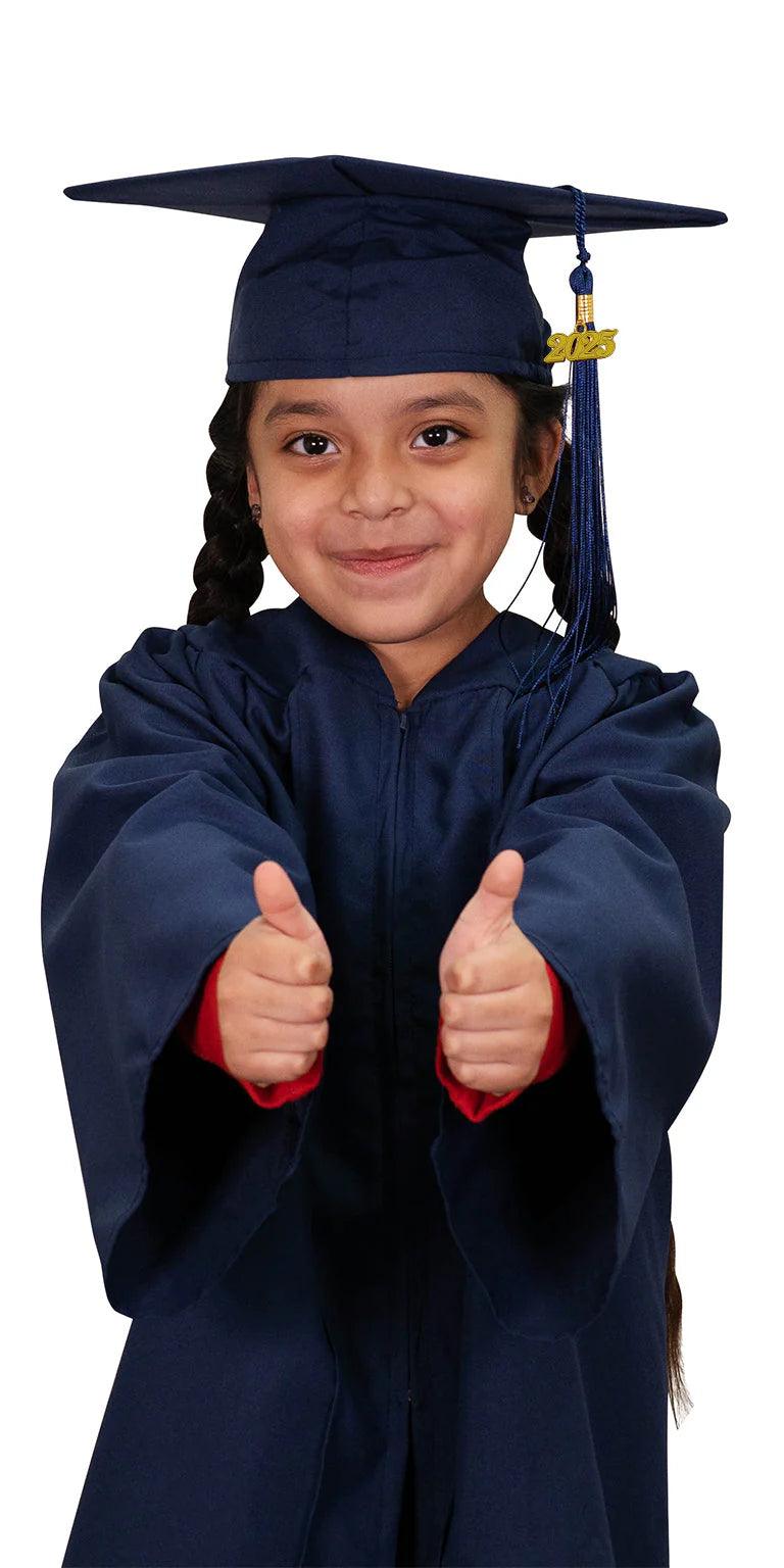 Matte Navy Blue Kindergarten/Preschool Graduation Cap & Gown - Graduation Gown 
