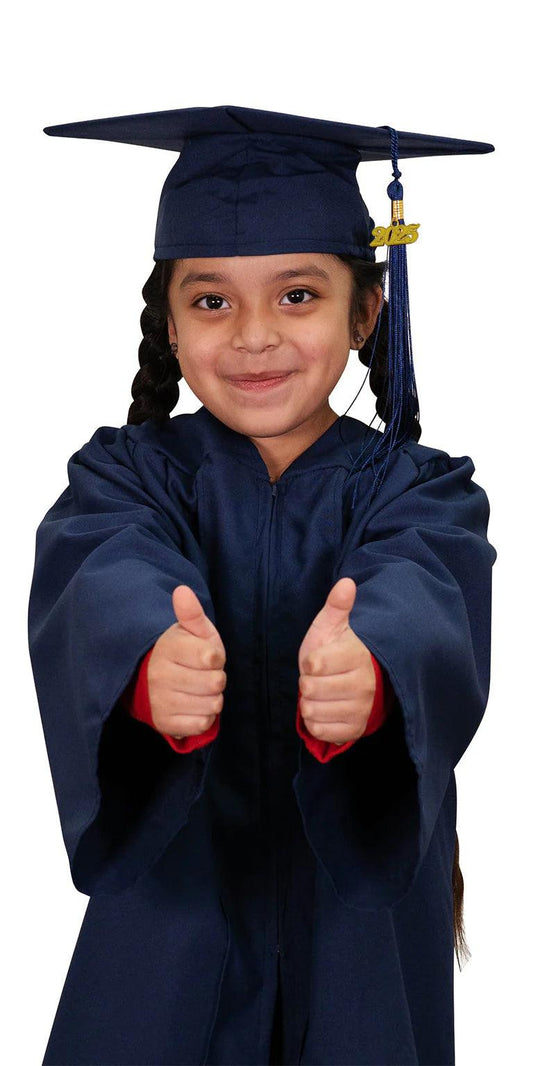 Matte Navy Blue Kindergarten/Preschool Graduation Cap & Gown - Graduation Gown 