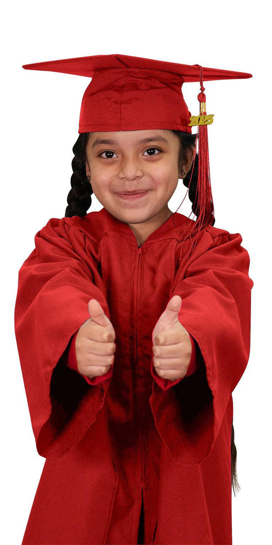Matte Red Kindergarten/Preschool Cap & Gown - Graduation Gown 