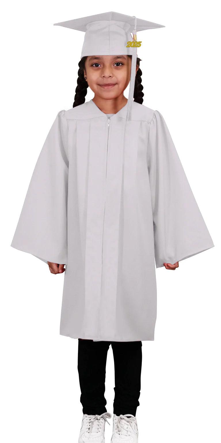 Matte White Kindergarten/Preschool Cap & Gown - Graduation Gown 