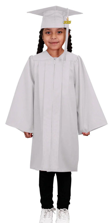 Matte White Kindergarten/Preschool Cap & Gown - Graduation Gown 