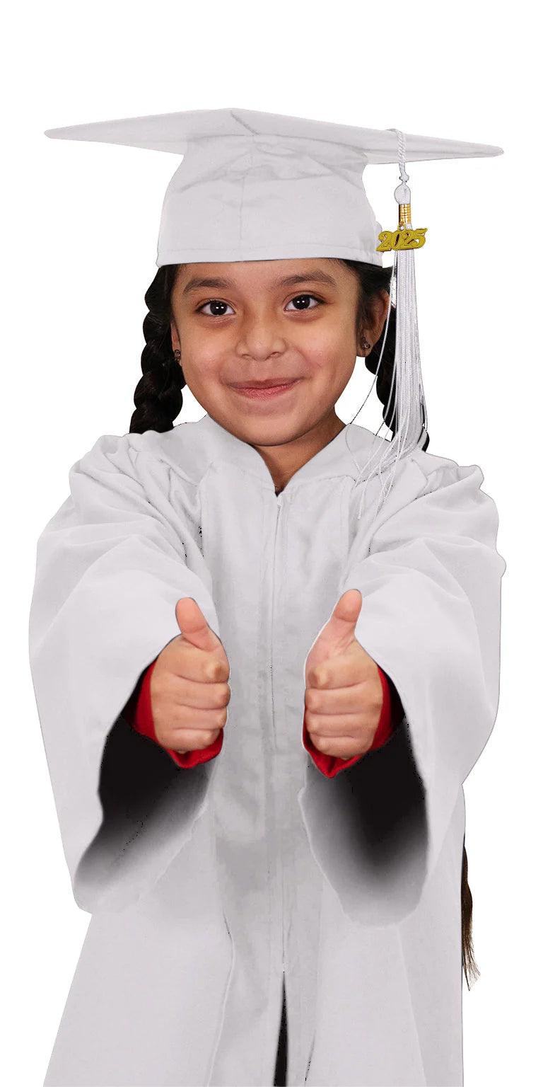 Matte White Kindergarten/Preschool Cap & Gown - Graduation Gown 