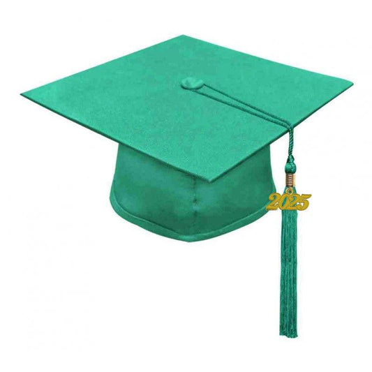 Matte Emerald Green High School Cap & Tassel - Graduation Gown 