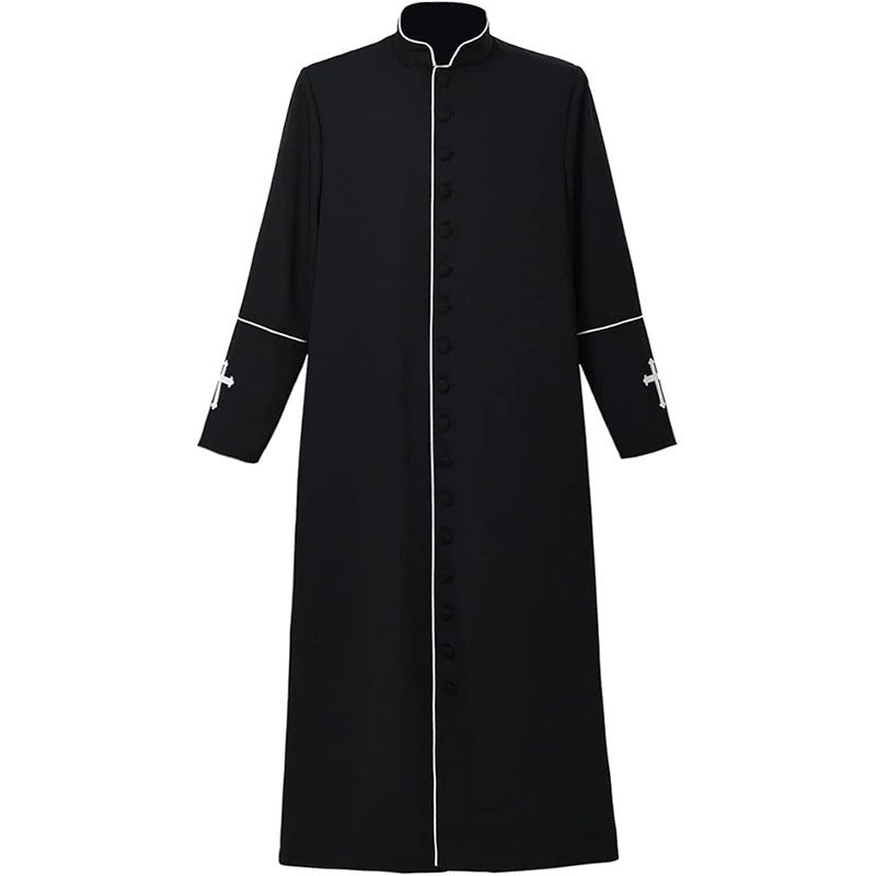Medieval Clergy Cassock Robe with Cross Embroidery | Choir Costume | Unisex | 6+ Colors | S-XXXL - Graduation Seller