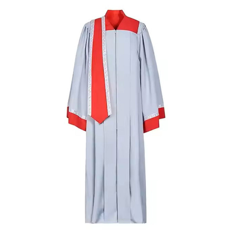 Premium Two-Tone Choir & Clergy Robe - Light Grey & Red - Graduation Seller