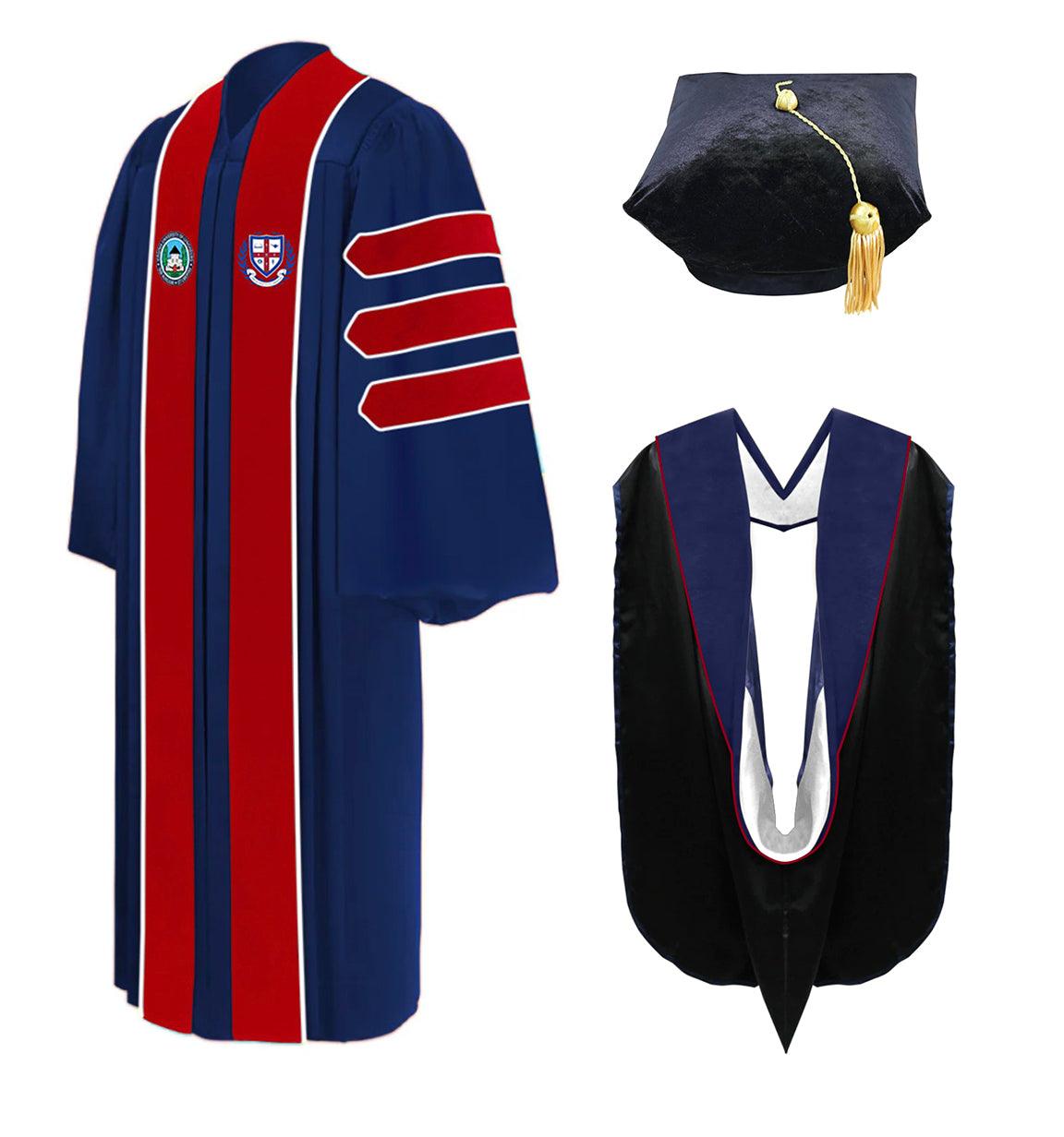 Custom Theology Doctoral Gown, Hood, Tam - Virginia University of Lynchburg - Graduation Gown 