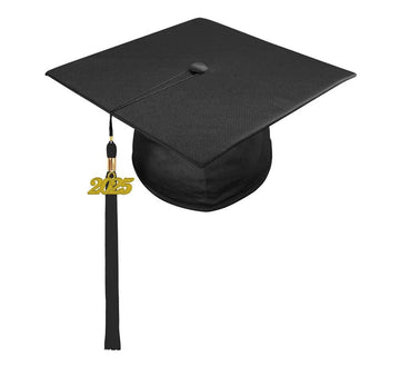 Shiny Black Junior High/Middle School Cap & Tassel - Graduation Gown 
