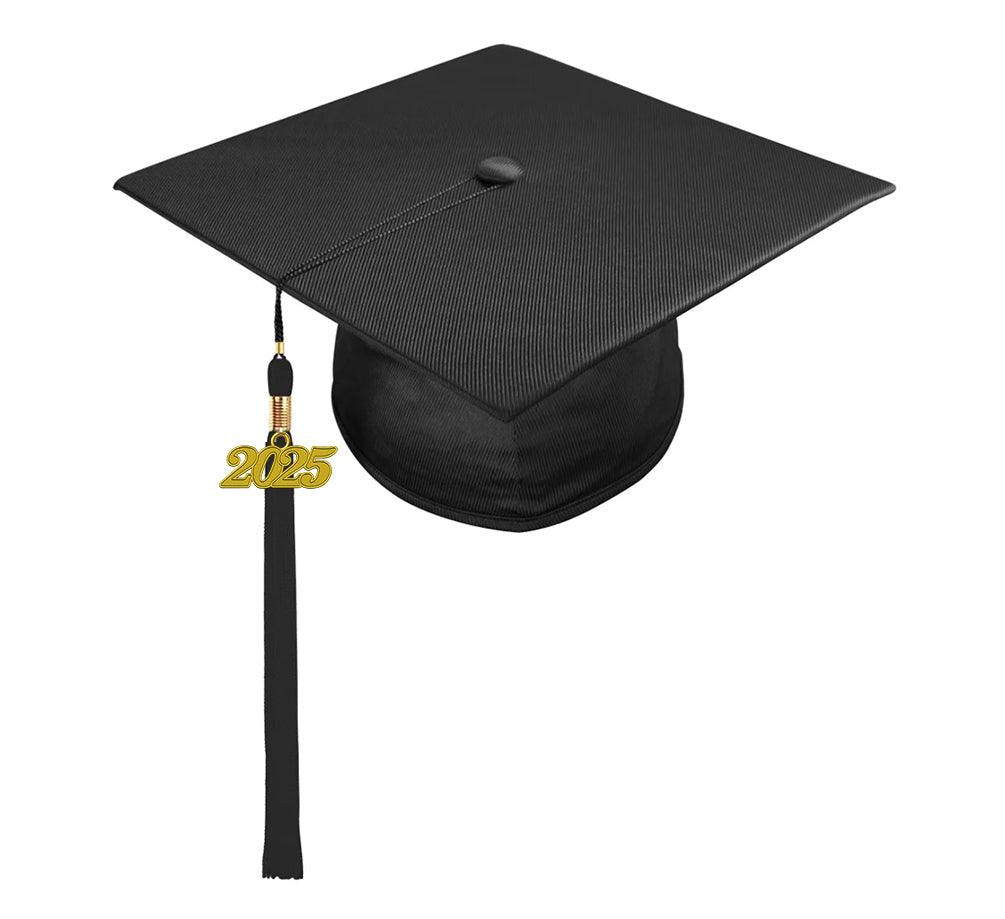 Shiny Black Kindergarten/Preschool Cap & Tassel - Graduation Gown 