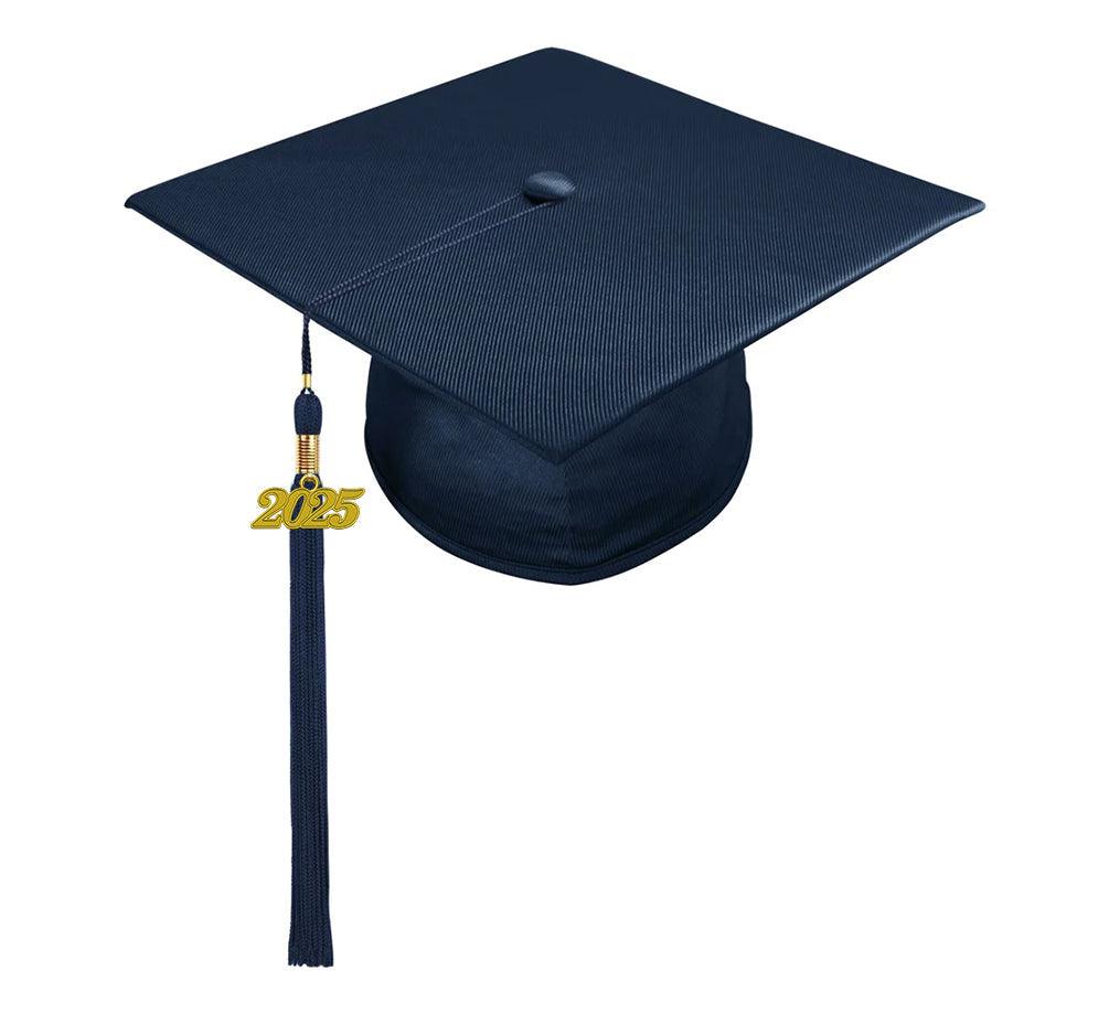 Shiny Navy Blue High School Cap & Gown - Graduation Gown 