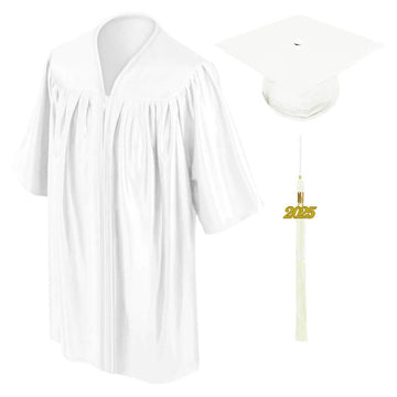 Shiny White Kindergarten/Preschool Cap & Gown - Graduation Gown 
