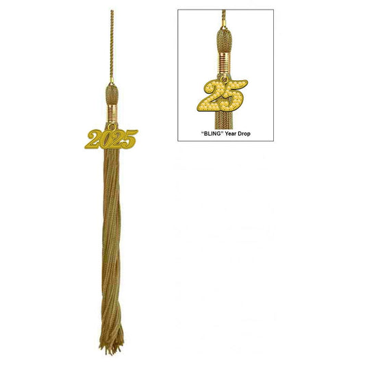 Shiny Antique Gold High School Cap & Tassel - Graduation Gown 