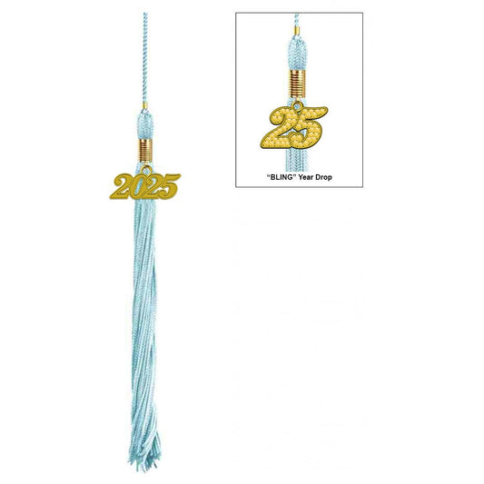 Shiny Light Blue Junior High/Middle School Cap & Tassel - Graduation Gown 