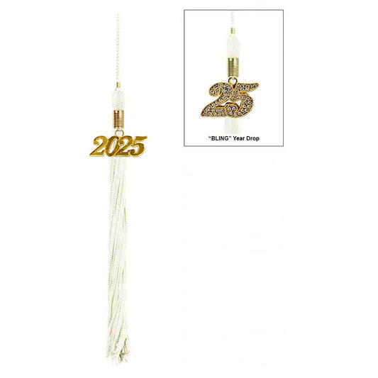 Shiny White Junior High/Middle School Cap & Tassel - Graduation Gown 
