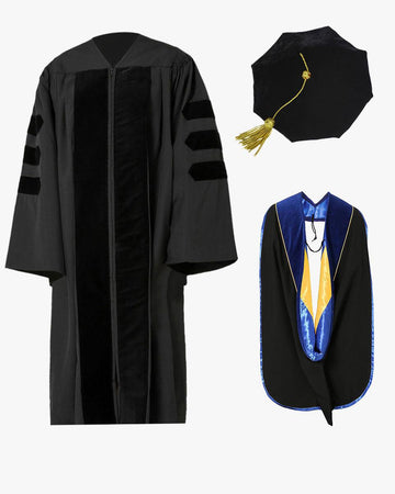 Classic Doctoral Graduation Gown, Tam & Hood Package - Graduation Gown 