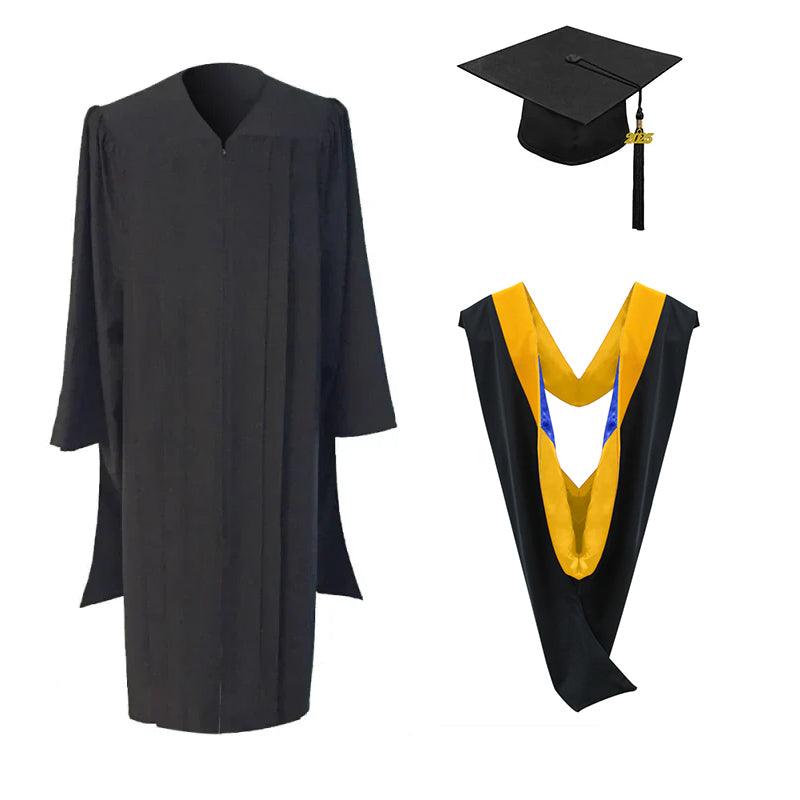 Masters Cap, Gown & Hood Package for Michigan University Graduation - Graduation Gown 