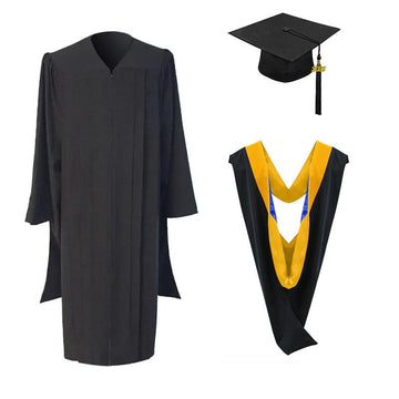 Masters Cap, Gown & Hood Package for Michigan University Graduation - Graduation Gown 