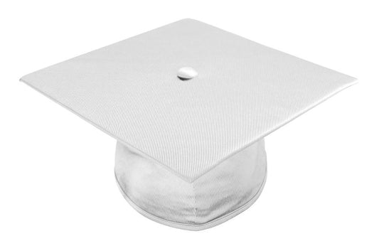 Shiny White Junior High/Middle School Cap - Graduation Gown 