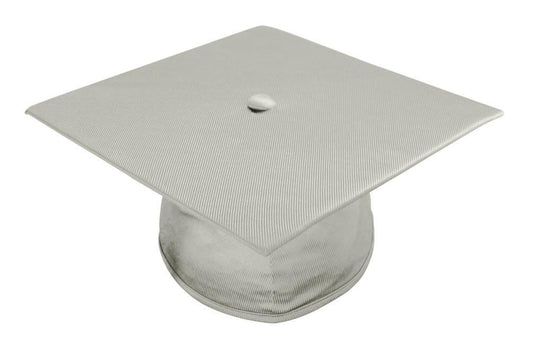 Shiny Silver High School Cap - Graduation Gown 