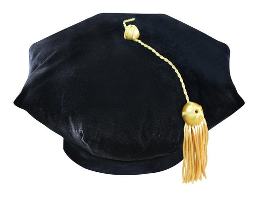 8 Sided Tam Doctoral Graduation Cap with 2025 Year Date Drop - Graduation Gown 