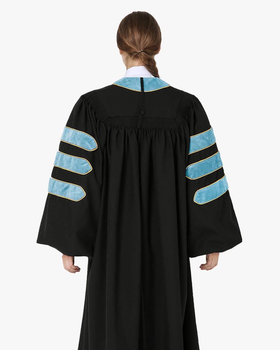Deluxe Doctoral Tam, Gown & Hood Package - Light Blue - Graduation Gown 