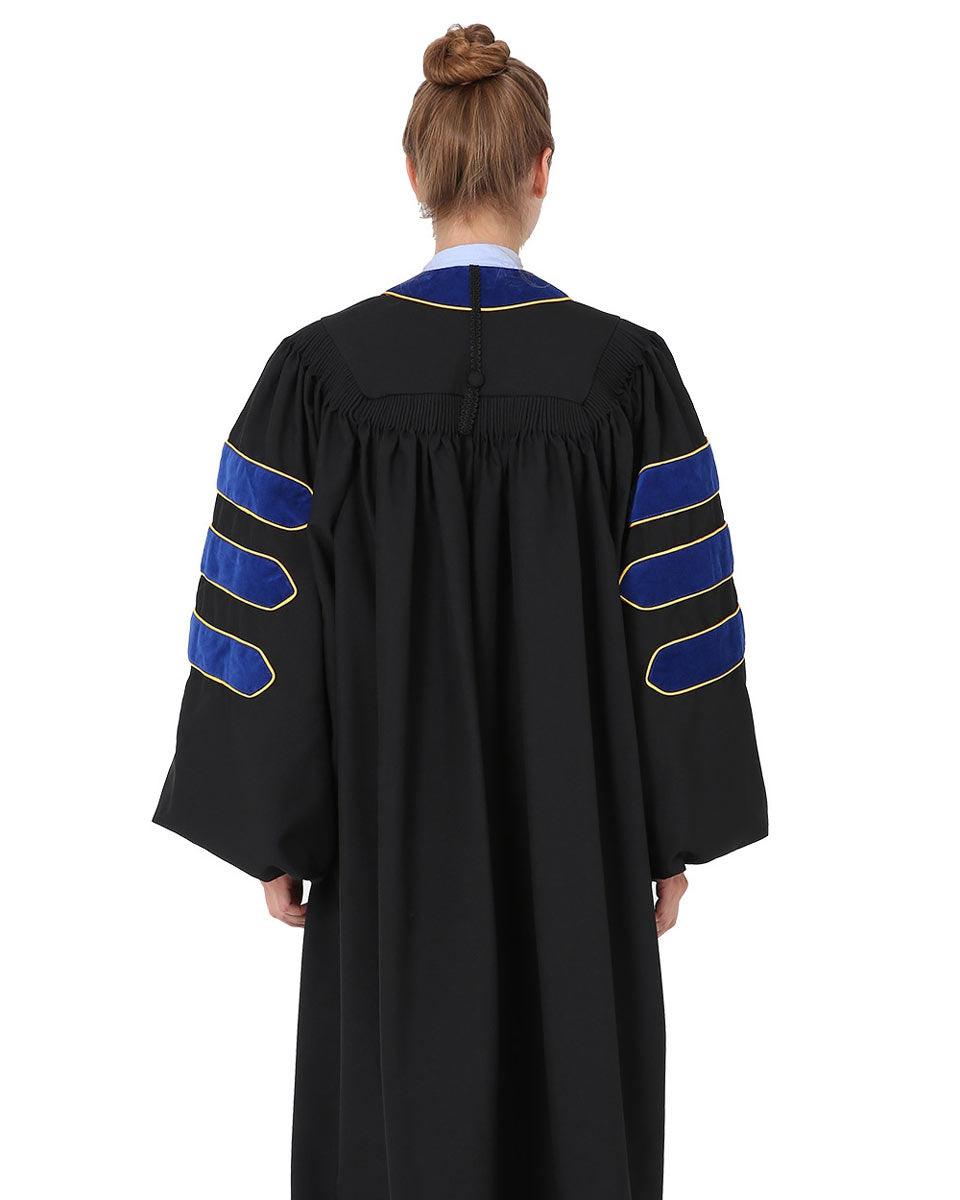 Deluxe Doctoral Tam, Gown & Hood Package - Phd Blue - Graduation Gown 