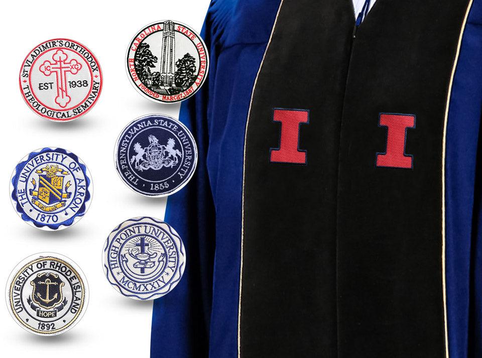 Custom Deluxe Split Velvet Doctoral Gown, Tam & Hood Package - Graduation Gown 