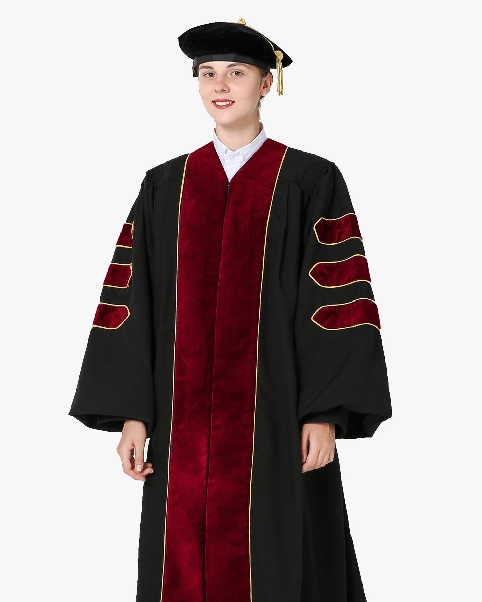 Deluxe Doctoral Tam, Gown & Hood Package - Scarlet - Graduation Gown 