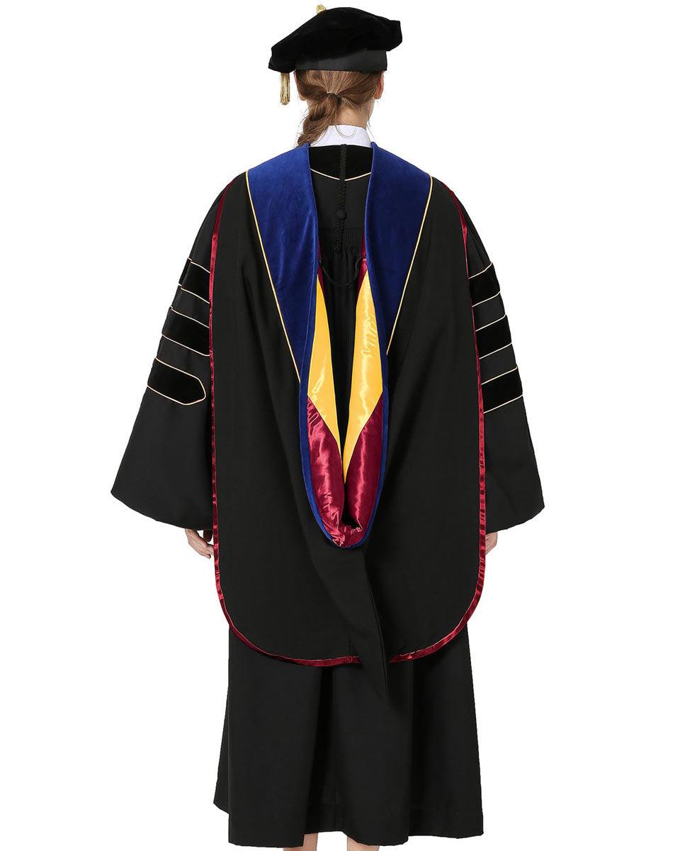 Deluxe PHD Doctoral Hood with Gold Piping - 10 Color Combinations Available - Graduation Gown 