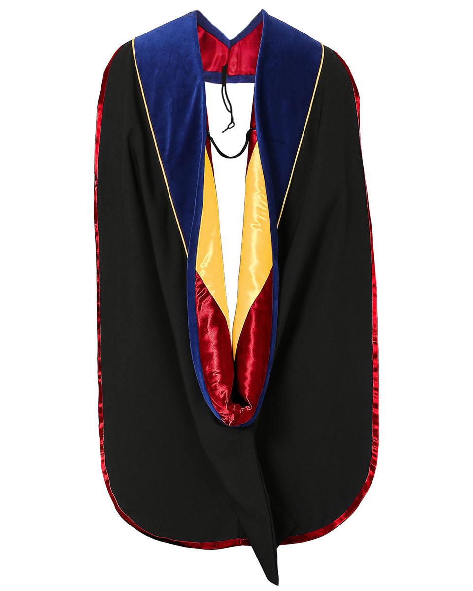 Deluxe PHD Doctoral Hood with Gold Piping - 10 Color Combinations Available - Graduation Gown 