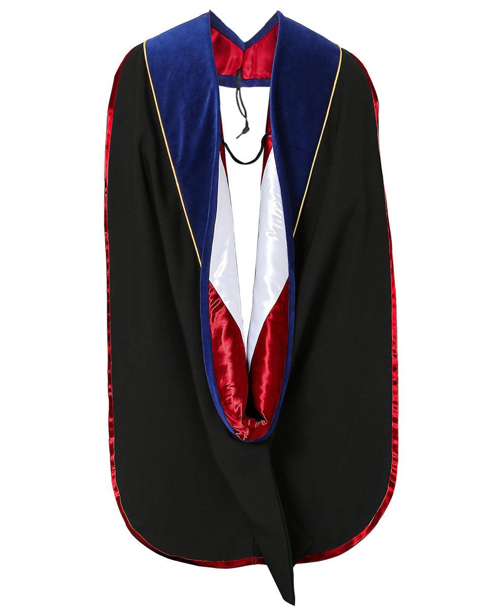 Deluxe PHD Doctoral Hood with Gold Piping - 10 Color Combinations Available - Graduation Gown 