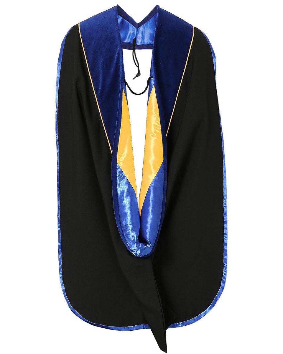 Deluxe PHD Doctoral Hood with Gold Piping - 10 Color Combinations Available - Graduation Gown 