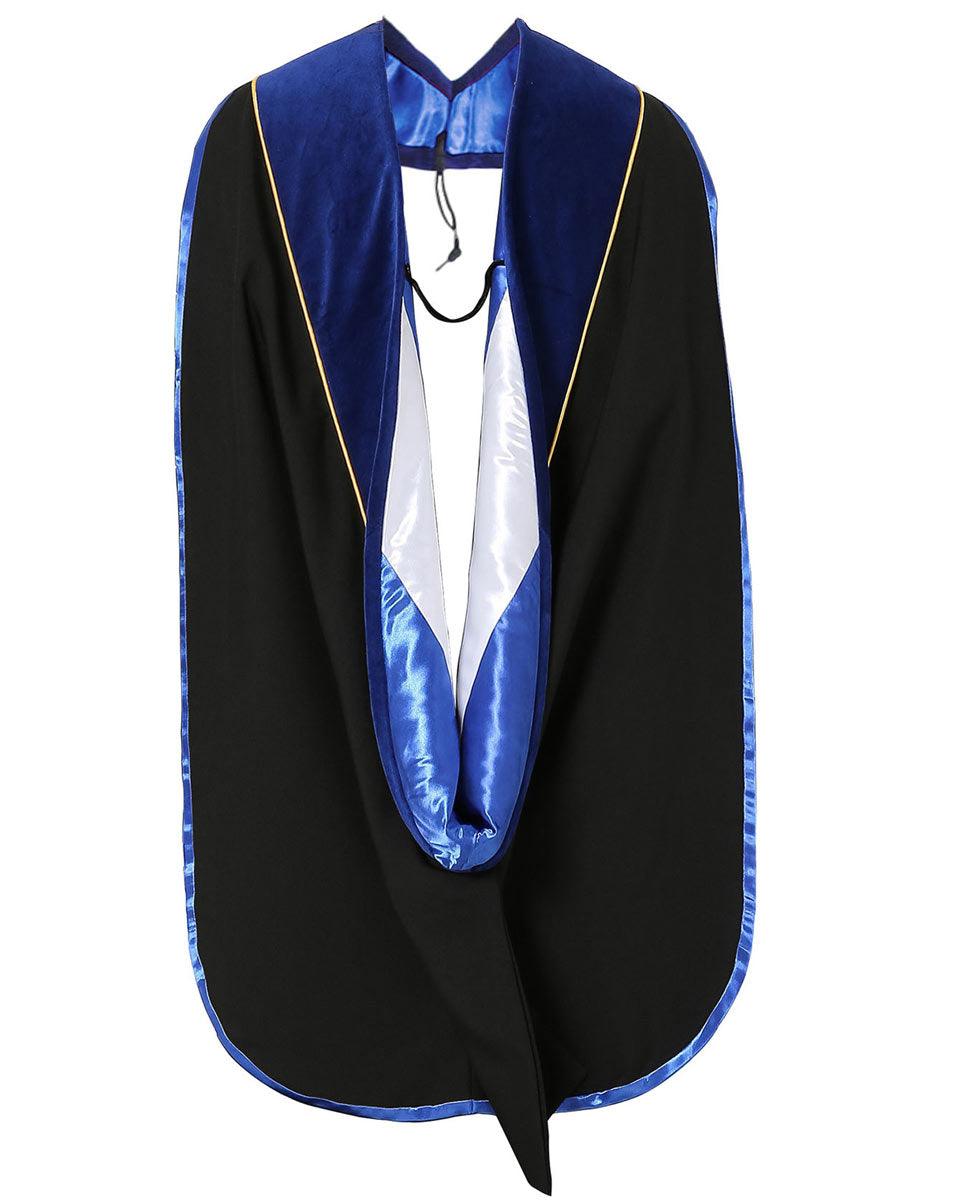 Deluxe PHD Doctoral Hood with Gold Piping - 10 Color Combinations Available - Graduation Gown 