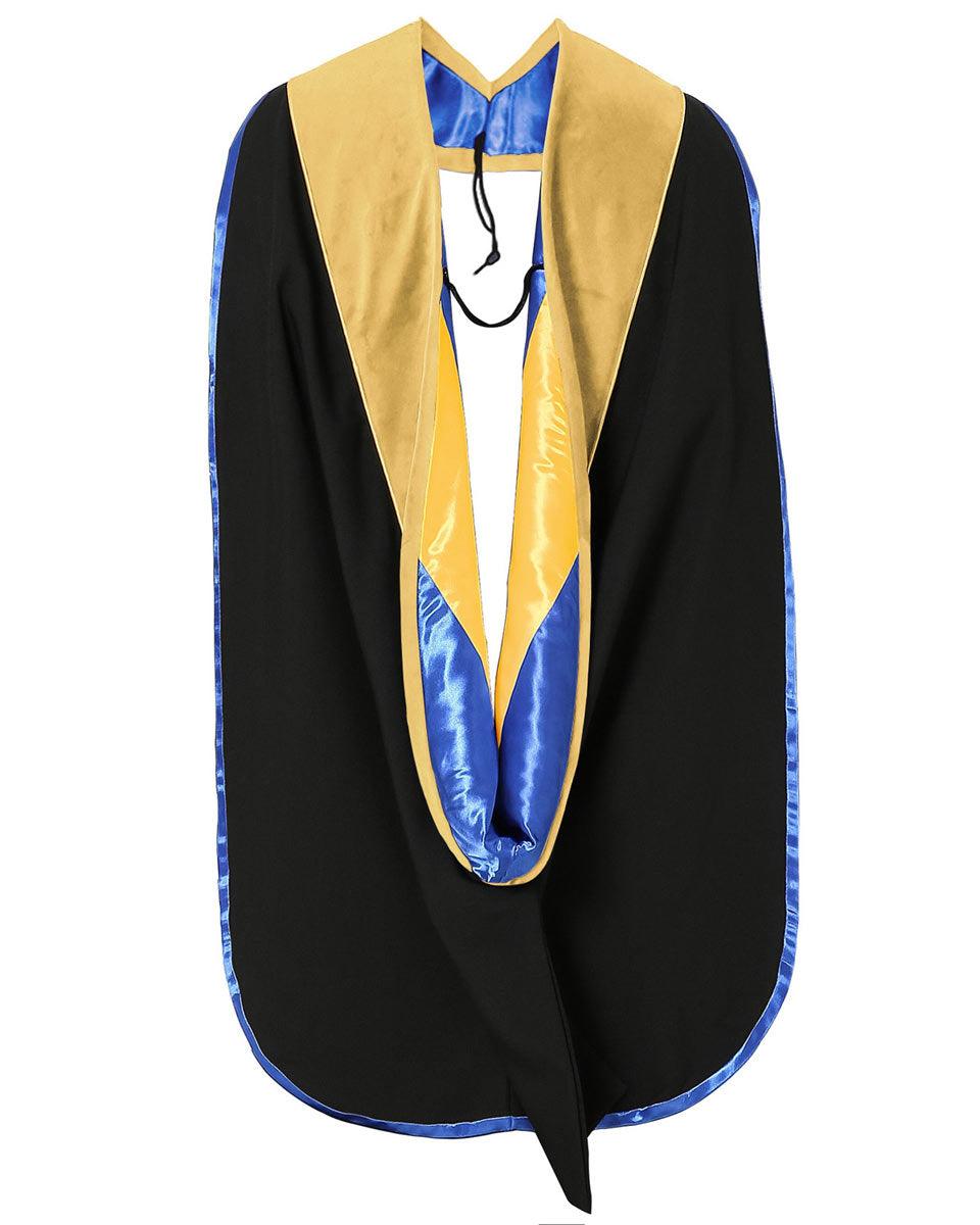 Deluxe PHD Doctoral Hood with Gold Piping - 10 Color Combinations Available - Graduation Gown 