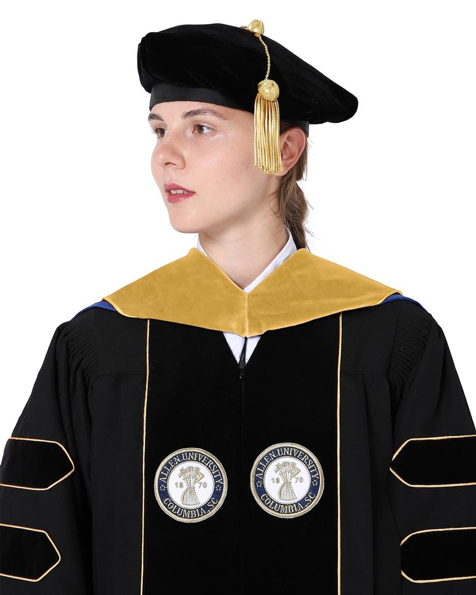 Deluxe PHD Doctoral Hood with Gold Piping - 10 Color Combinations Available - Graduation Gown 