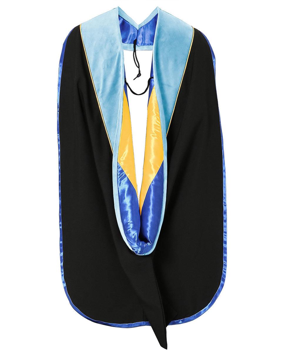 Deluxe PHD Doctoral Hood with Gold Piping - 10 Color Combinations Available - Graduation Gown 