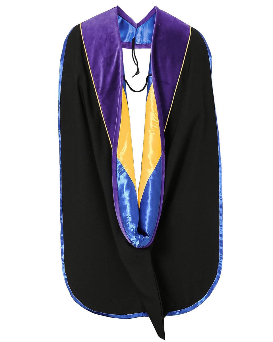 Deluxe PHD Doctoral Hood with Gold Piping - 10 Color Combinations Available - Graduation Gown 