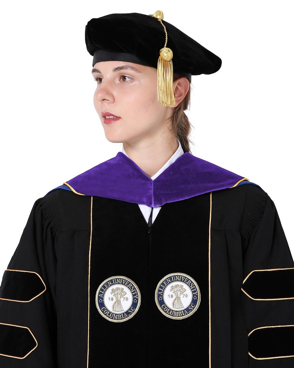 Deluxe PHD Doctoral Hood with Gold Piping - 10 Color Combinations Available - Graduation Gown 