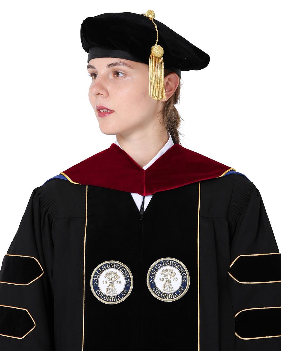 Deluxe PHD Doctoral Hood with Gold Piping - 10 Color Combinations Available - Graduation Gown 