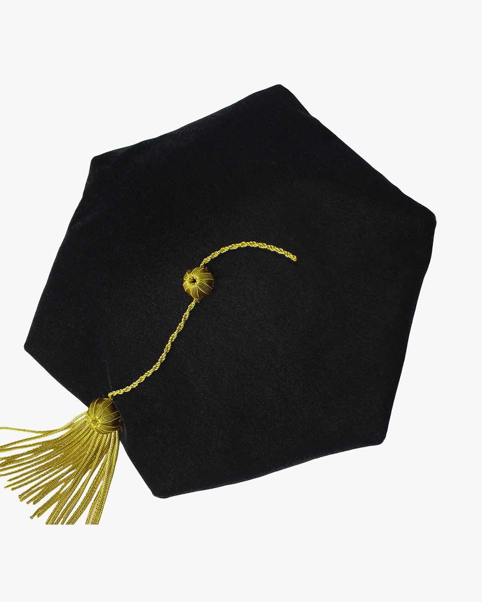 Black Deluxe Doctorate Tam – 4-6-8 Sided Available - Graduation Gown 