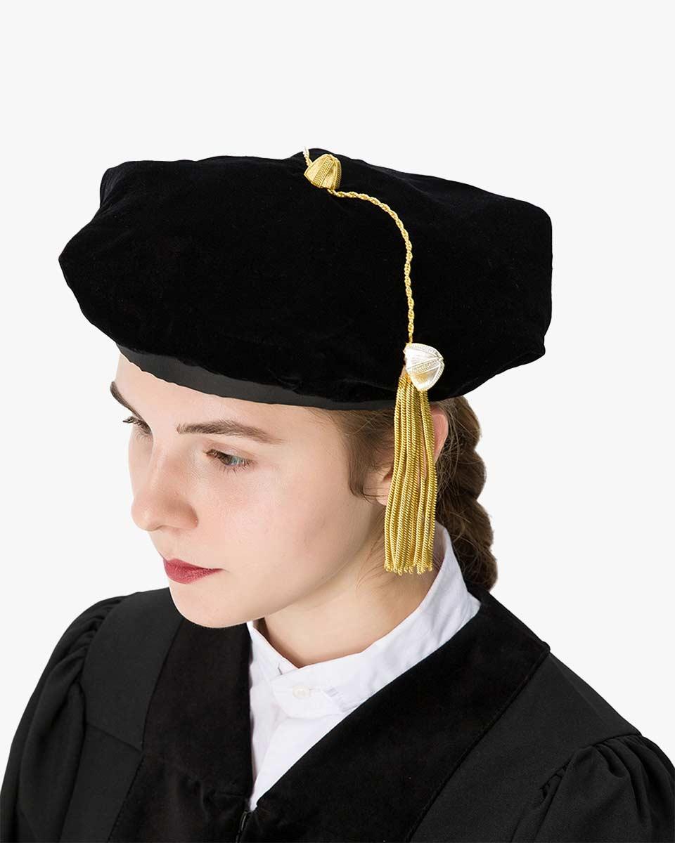 Black Deluxe Doctorate Tam – 4-6-8 Sided Available - Graduation Gown 