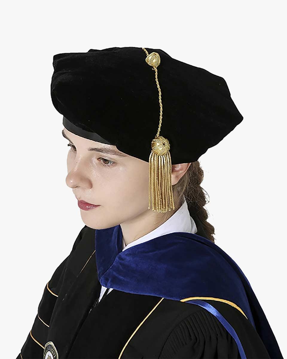 Black Deluxe Doctorate Tam – 4-6-8 Sided Available - Graduation Gown 
