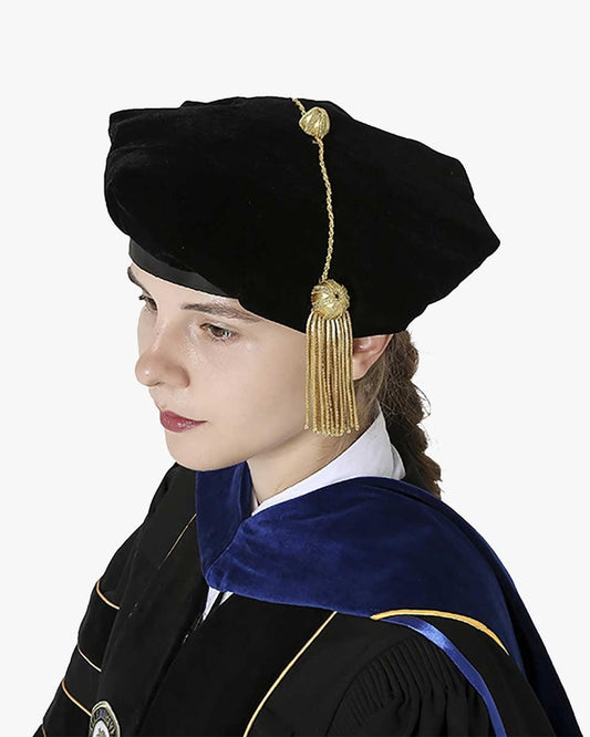 Black Deluxe Doctorate Tam – 4-6-8 Sided Available - Graduation Gown 