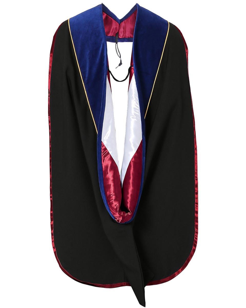 Deluxe Doctoral Tam, Gown & Hood Package - Phd Blue - Graduation Gown 